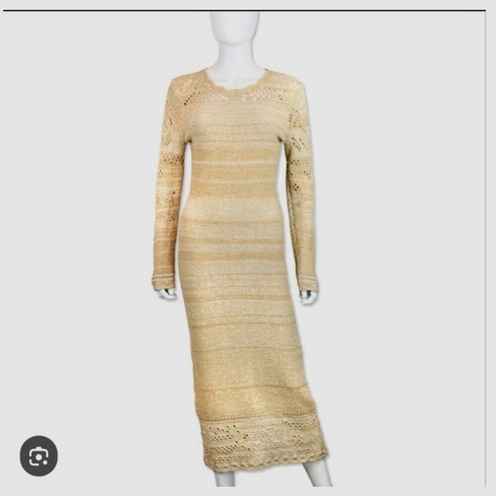 Torn by Ronny Kobo Celeste tan sweater dress S Bodycon long sleeves boho western